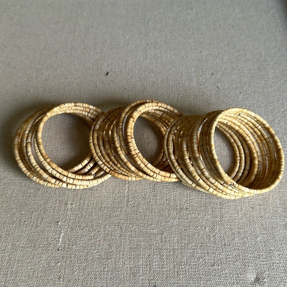 Wood beads cuff bracelet snake 3 pcs